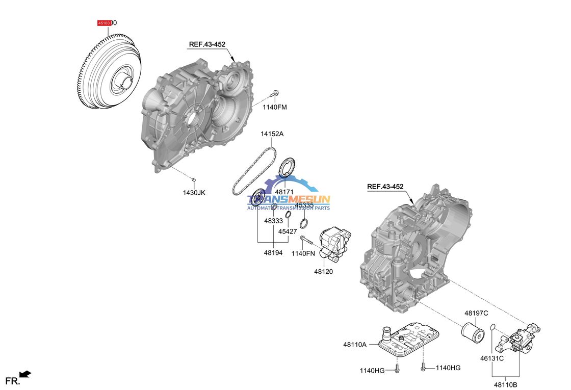 재제조된 C0GF1 CVT 변속기 토크 변환기 451002H000 2019-2023 HYUNDAI KIA IX25 K3 1.5T 2WD G4FL